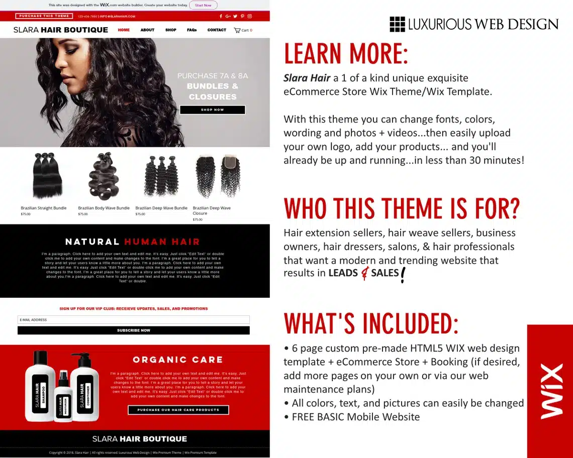 Slara Hair Extensions Website Template