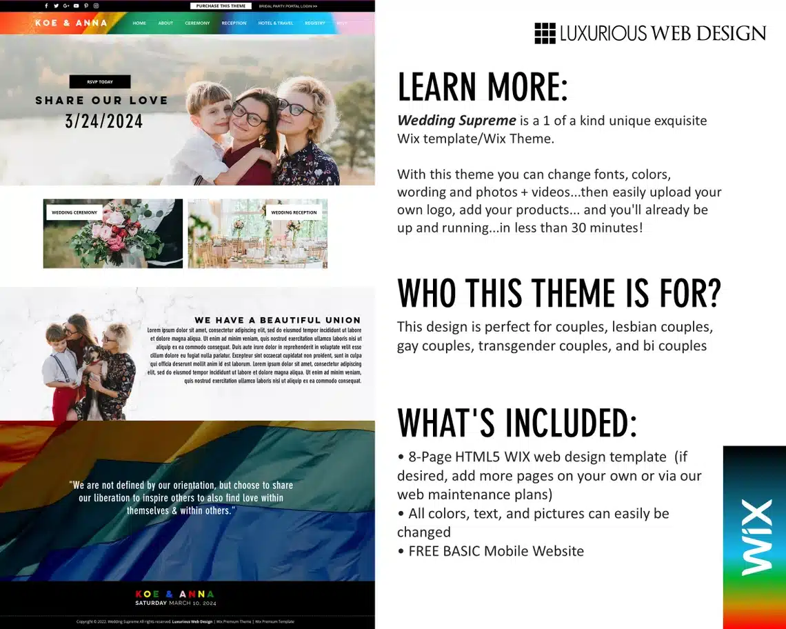 Wedding Supreme LGBTQIA+ Website Template