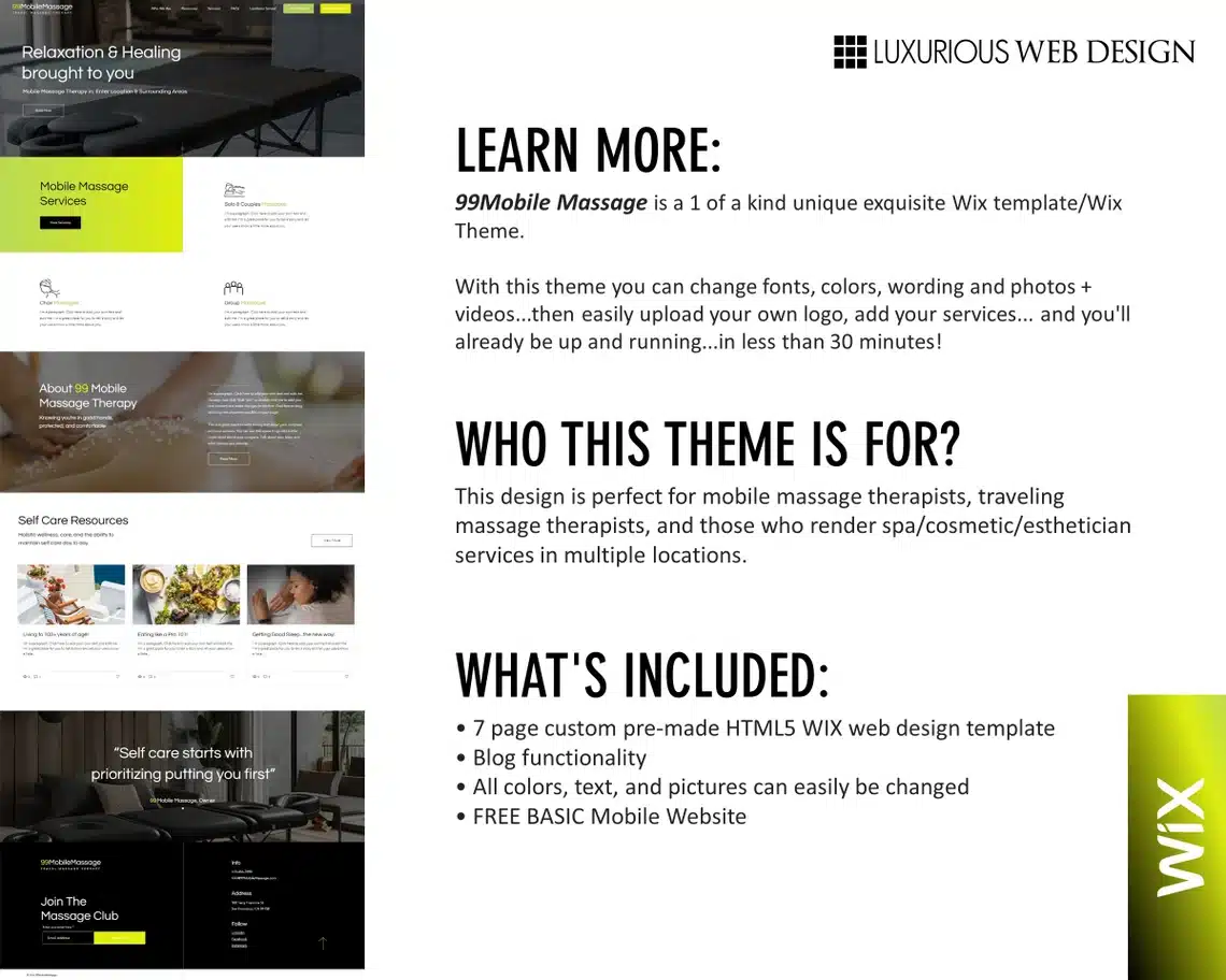 99 Mobile Massage Therapist Website Template