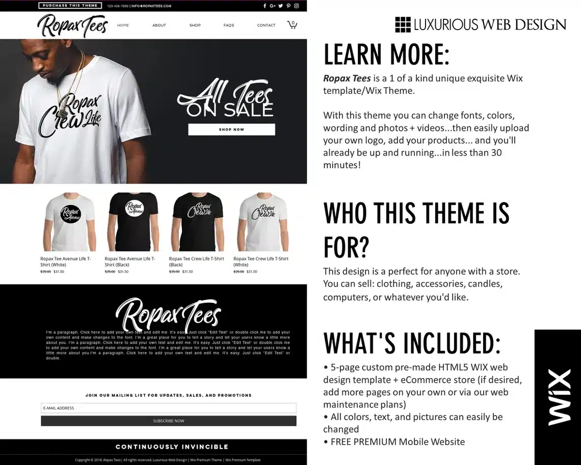 Ropax Tees Clothing eCommerce Website Template