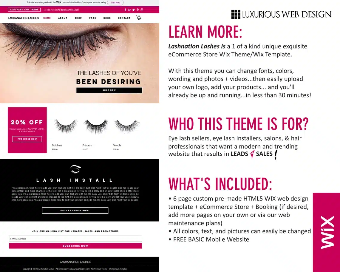 Lashanation Lashes Website Template