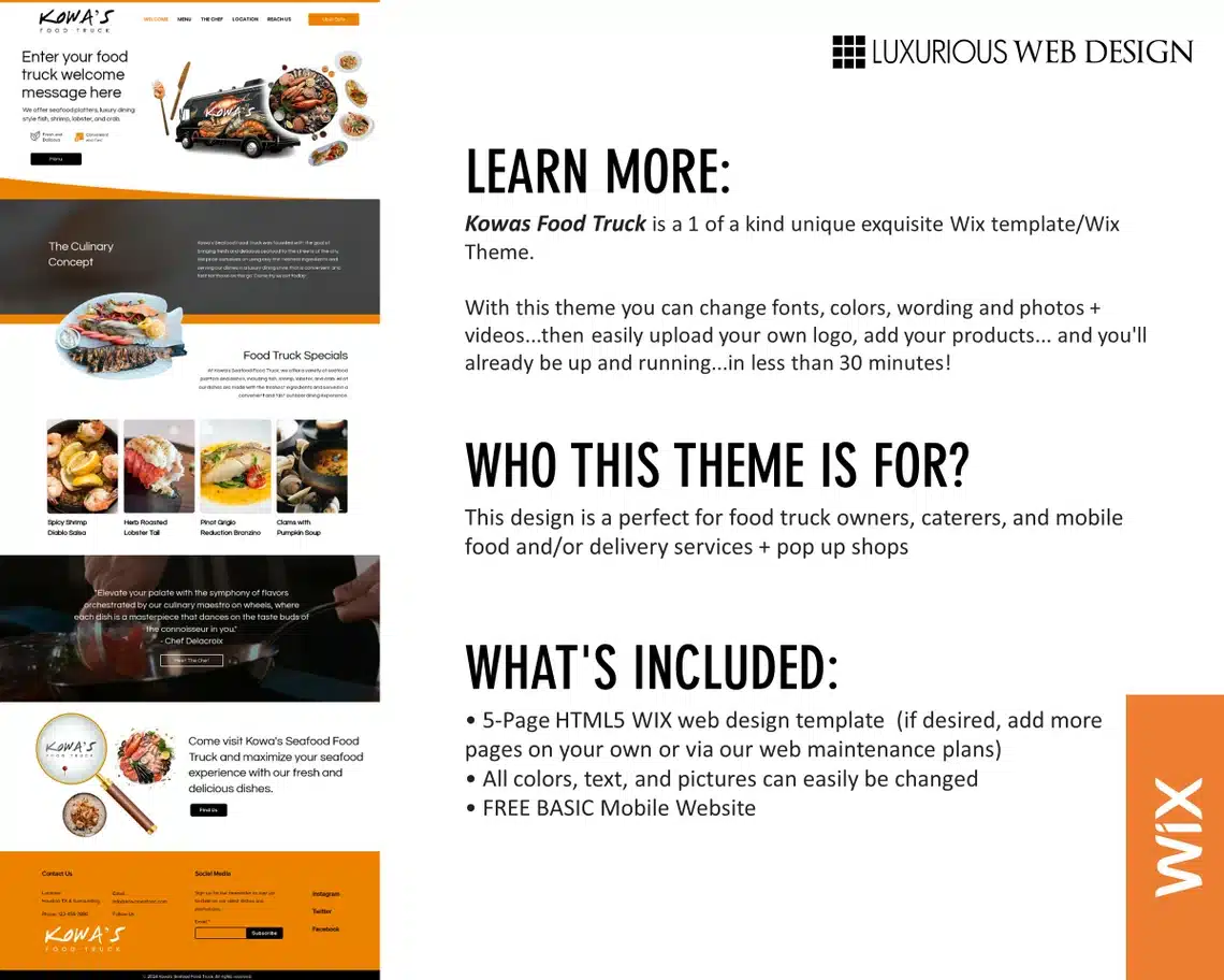 Kowa’s Food Truck Website Template