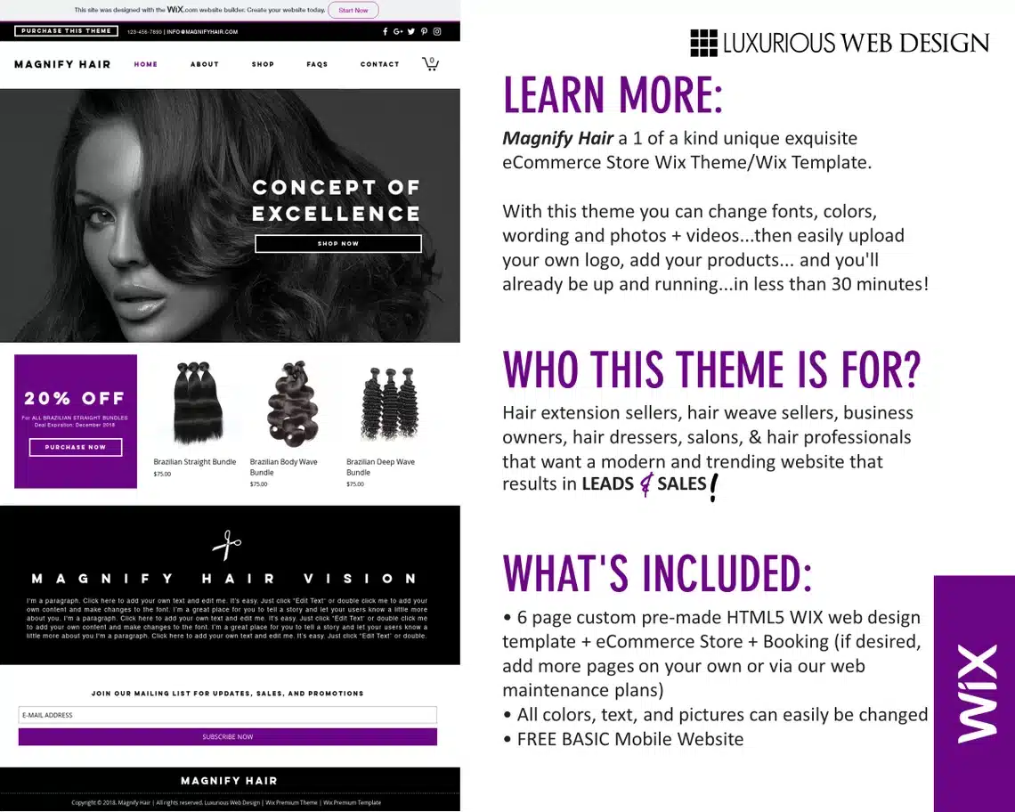 Magnify Hair Extensions eCommerce Website Template