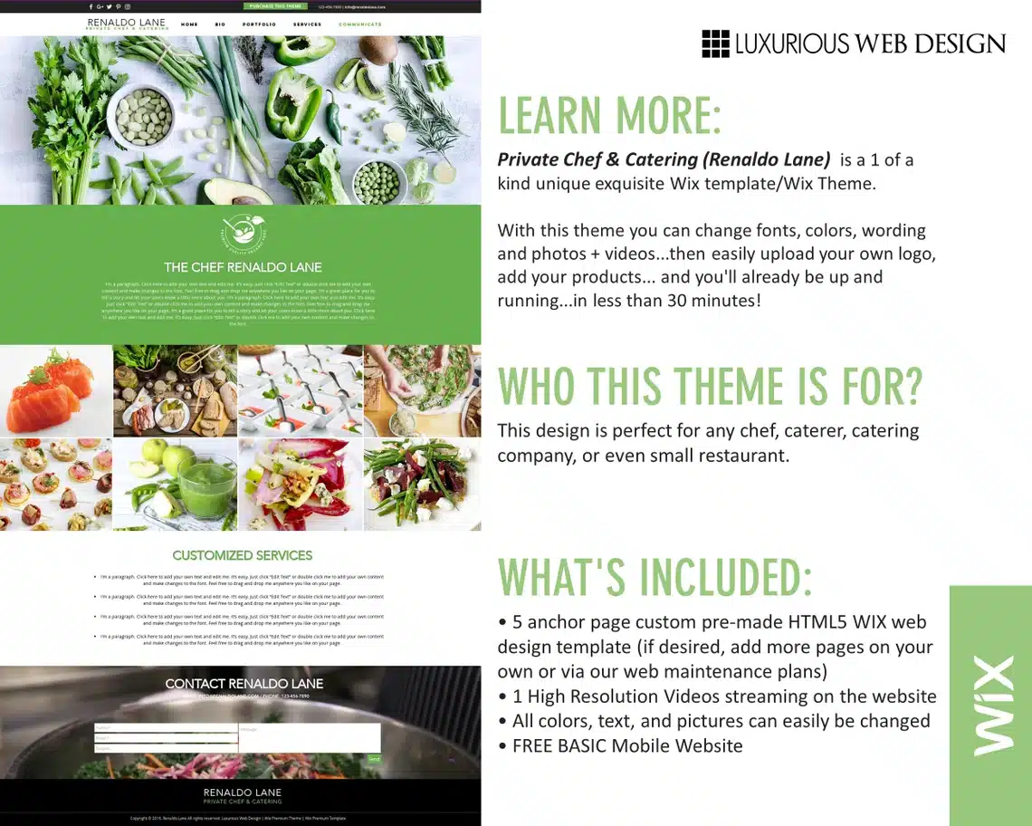 Renaldo Private Chef & Catering Website Template