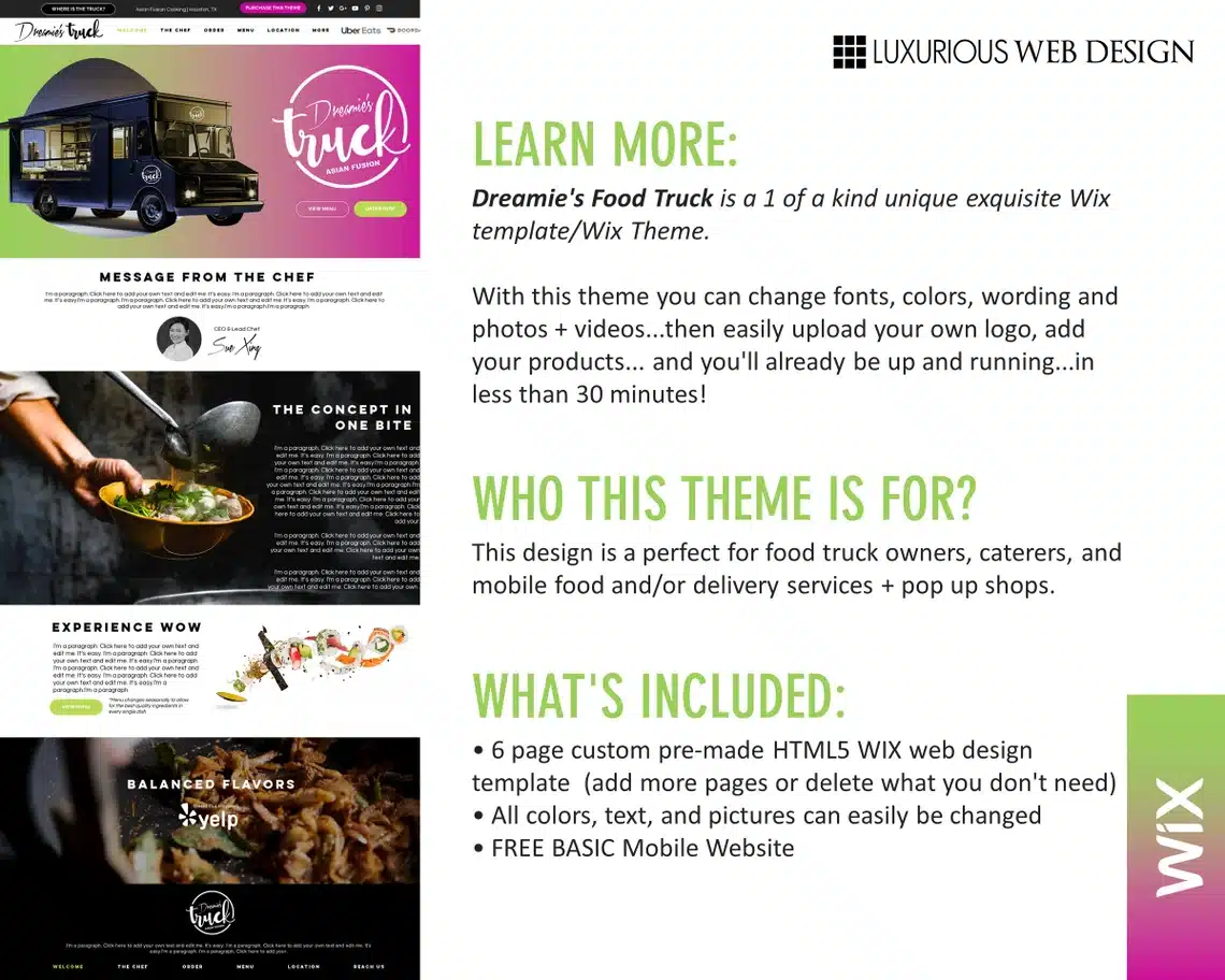 Dreamie’s Food Truck Website Template